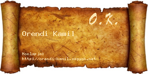 Orendi Kamil névjegykártya